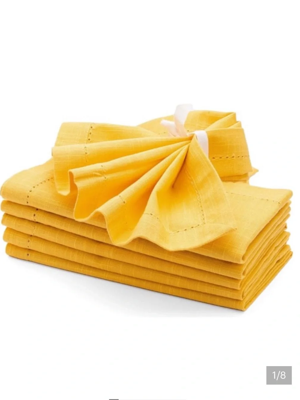 NWT Xochi Bright Yellow Floral Linen Yellow Napkin 20”by 20” Set of Four